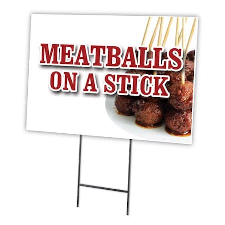 Signmission Meatballs On Stick Yard Sign & Stake outdoor plastic coroplast window, C-2436-DS-Meatballs On Stick C-2436-DS-Meatballs On A Stick